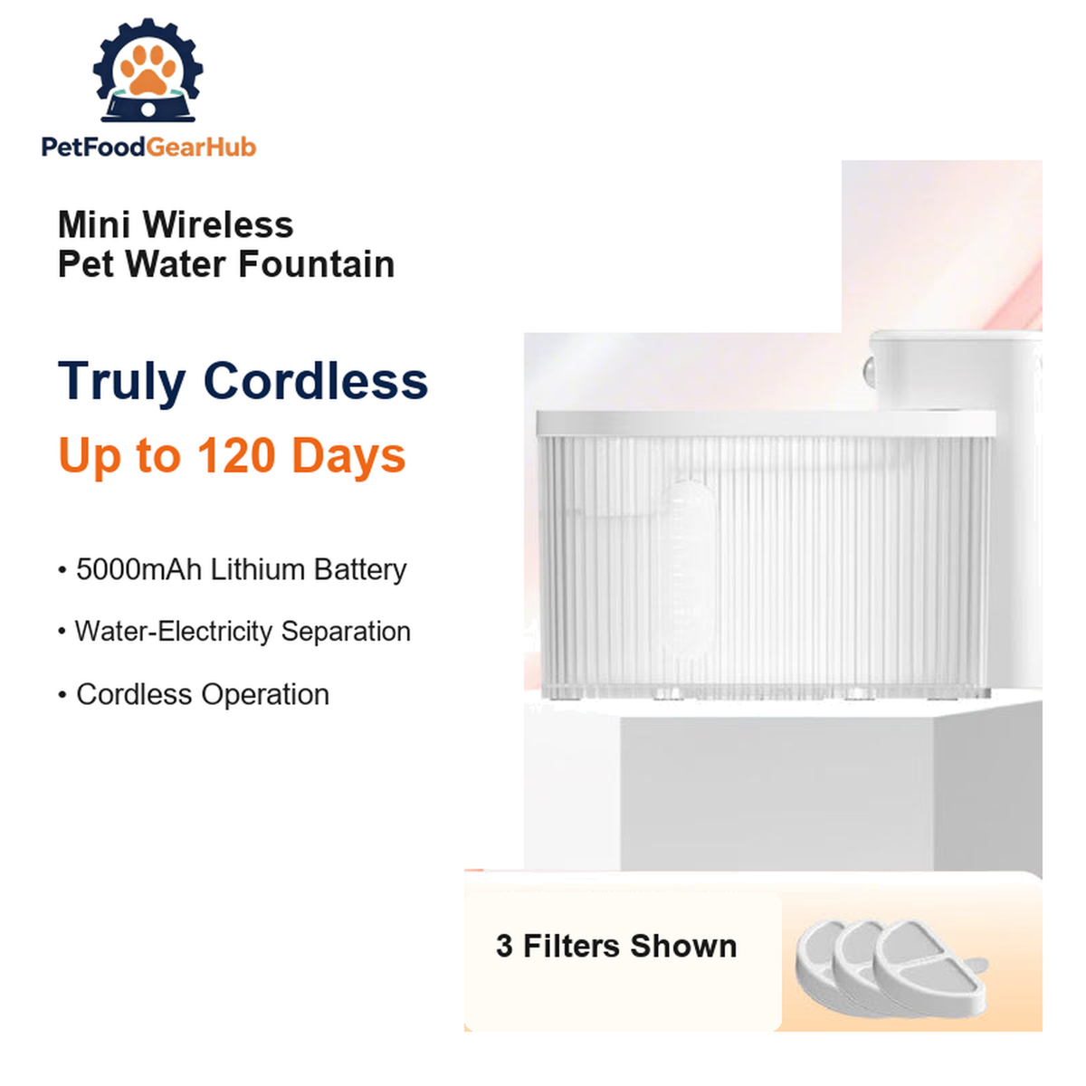 PetFoodGearHub V2 Cordless Cat Water Fountain - product detail 5