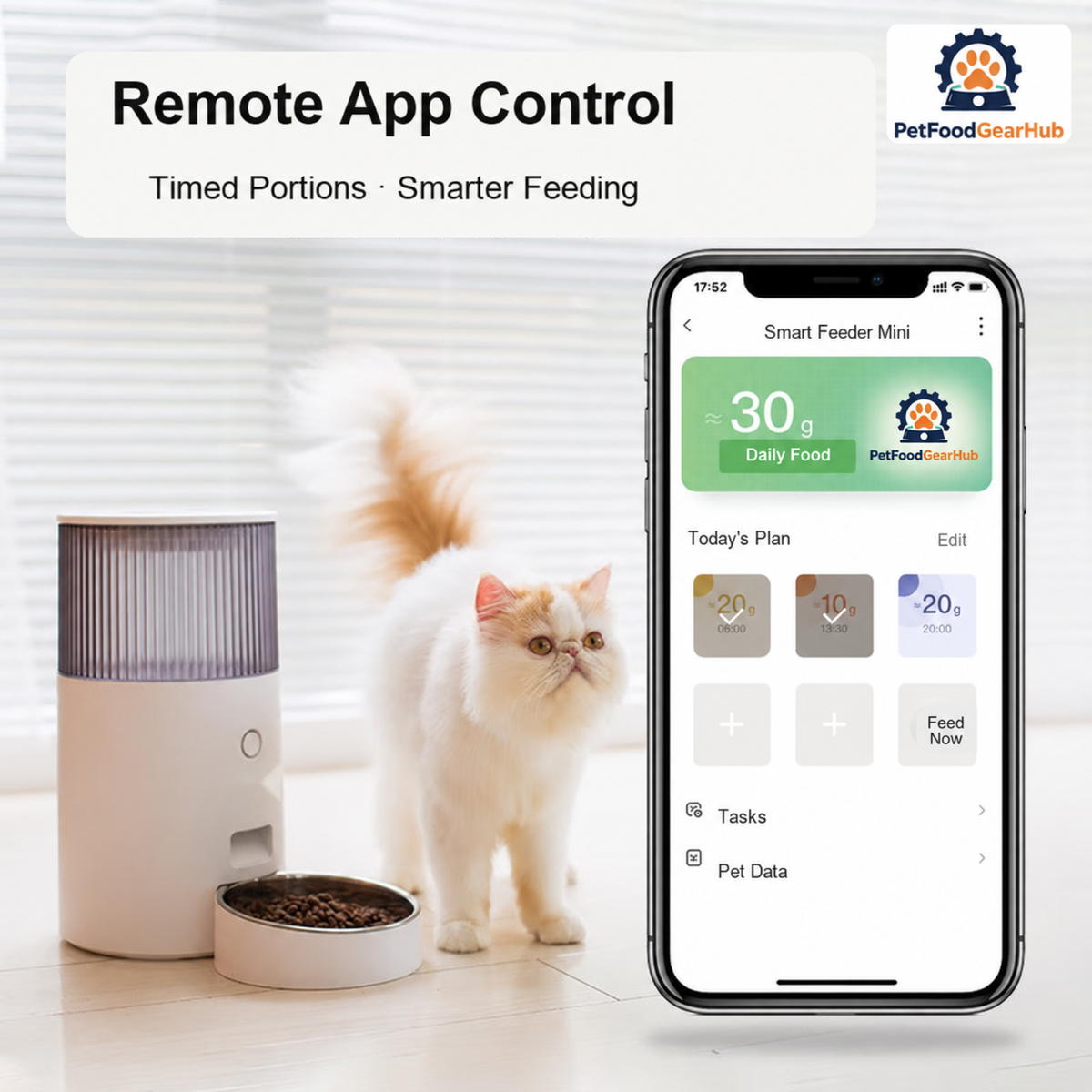 PetFoodGearHub Mini Automatic Pet Feeder - White - product detail 2