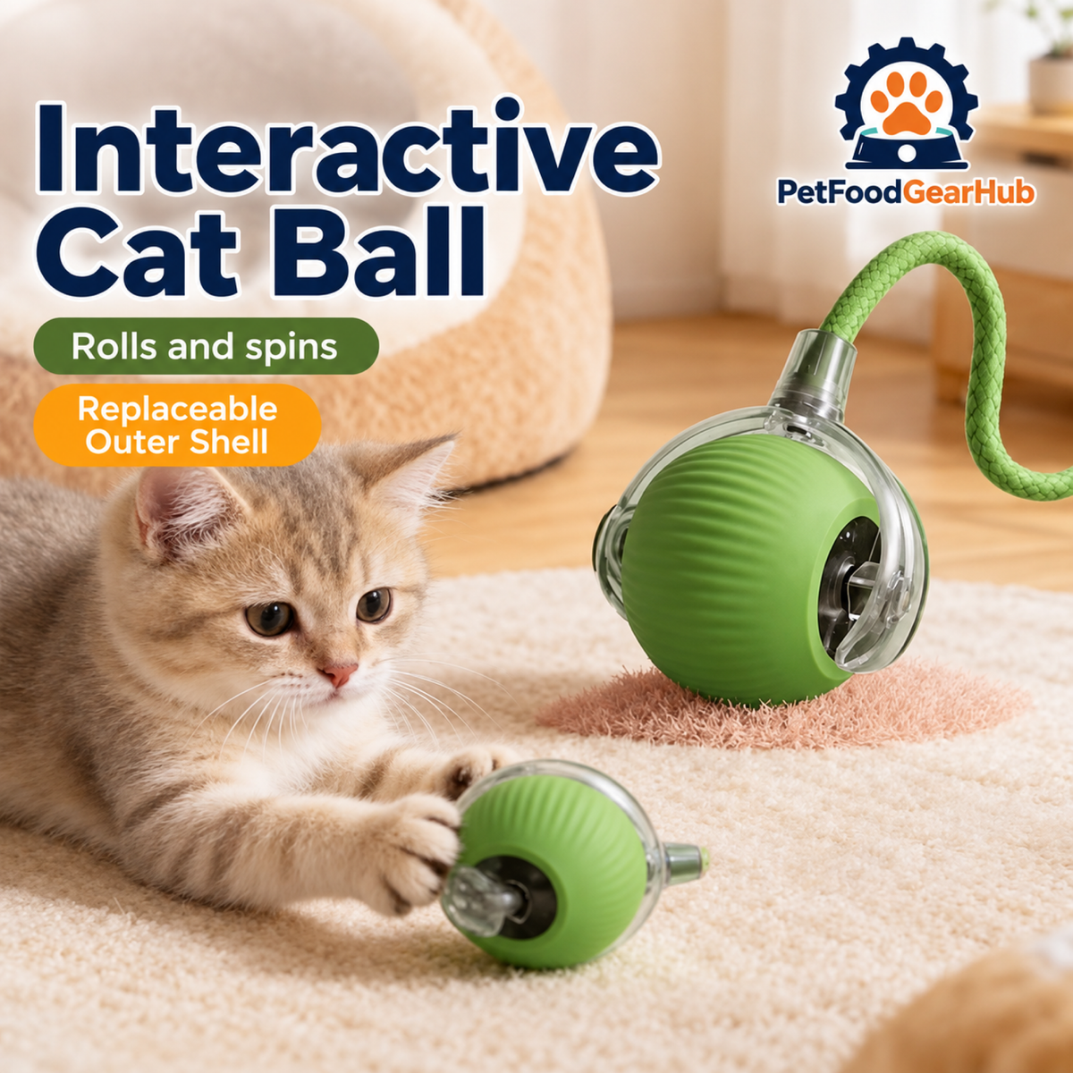 PetFoodGearHub Interactive Cat Ball 2.0 and Replacement Accessory - product details