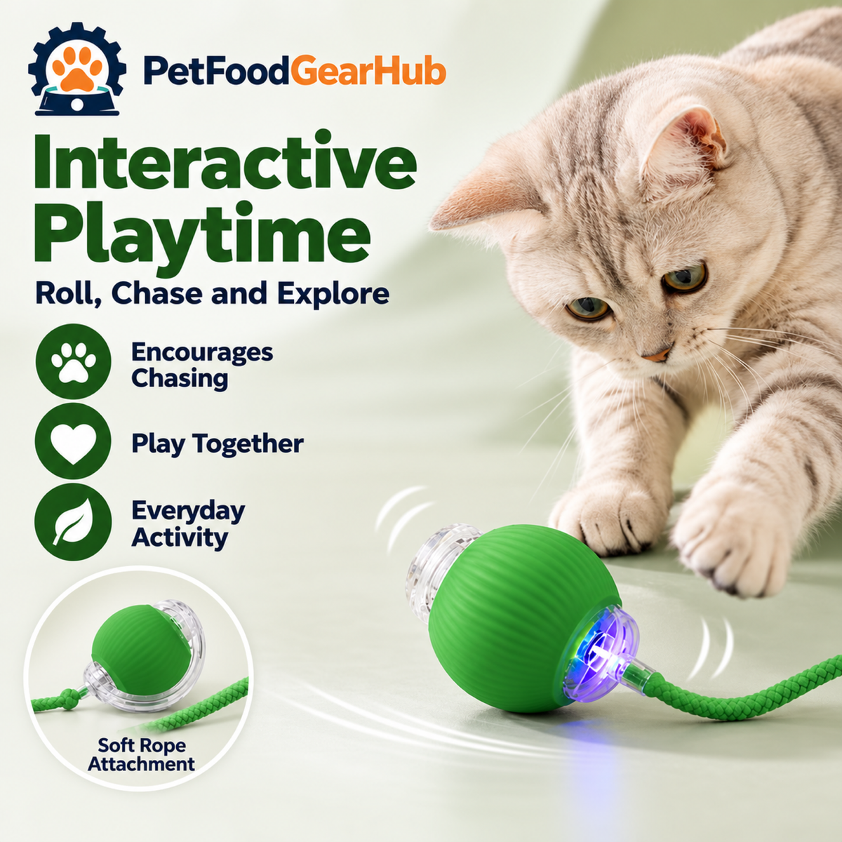 PetFoodGearHub Interactive Cat Ball 2.0 and Replacement Accessory - product details