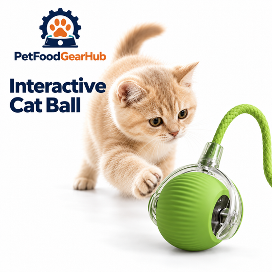 PetFoodGearHub Interactive Cat Ball 2.0 with Green Rope - product view