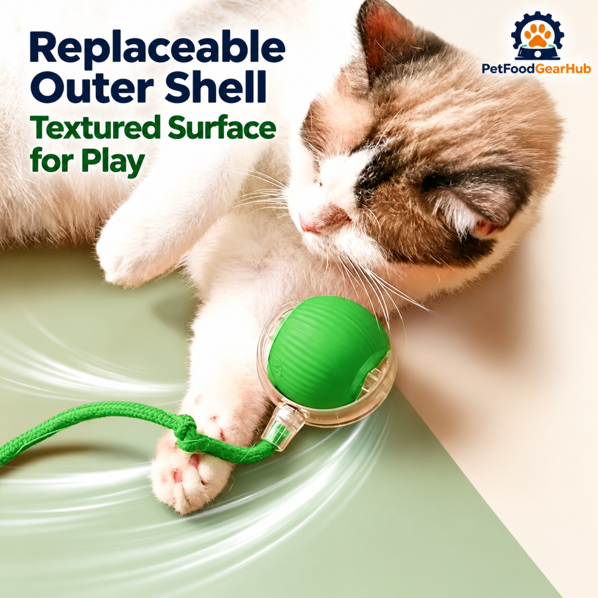 PetFoodGearHub Interactive Cat Ball 2.0 with Green Rope - product details