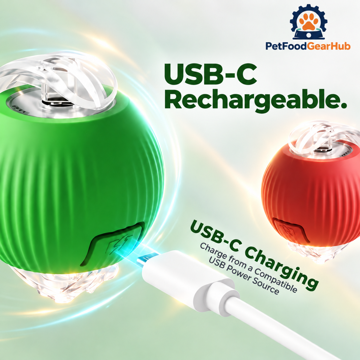 PetFoodGearHub Interactive Cat Ball 2.0 with Green Rope - product details