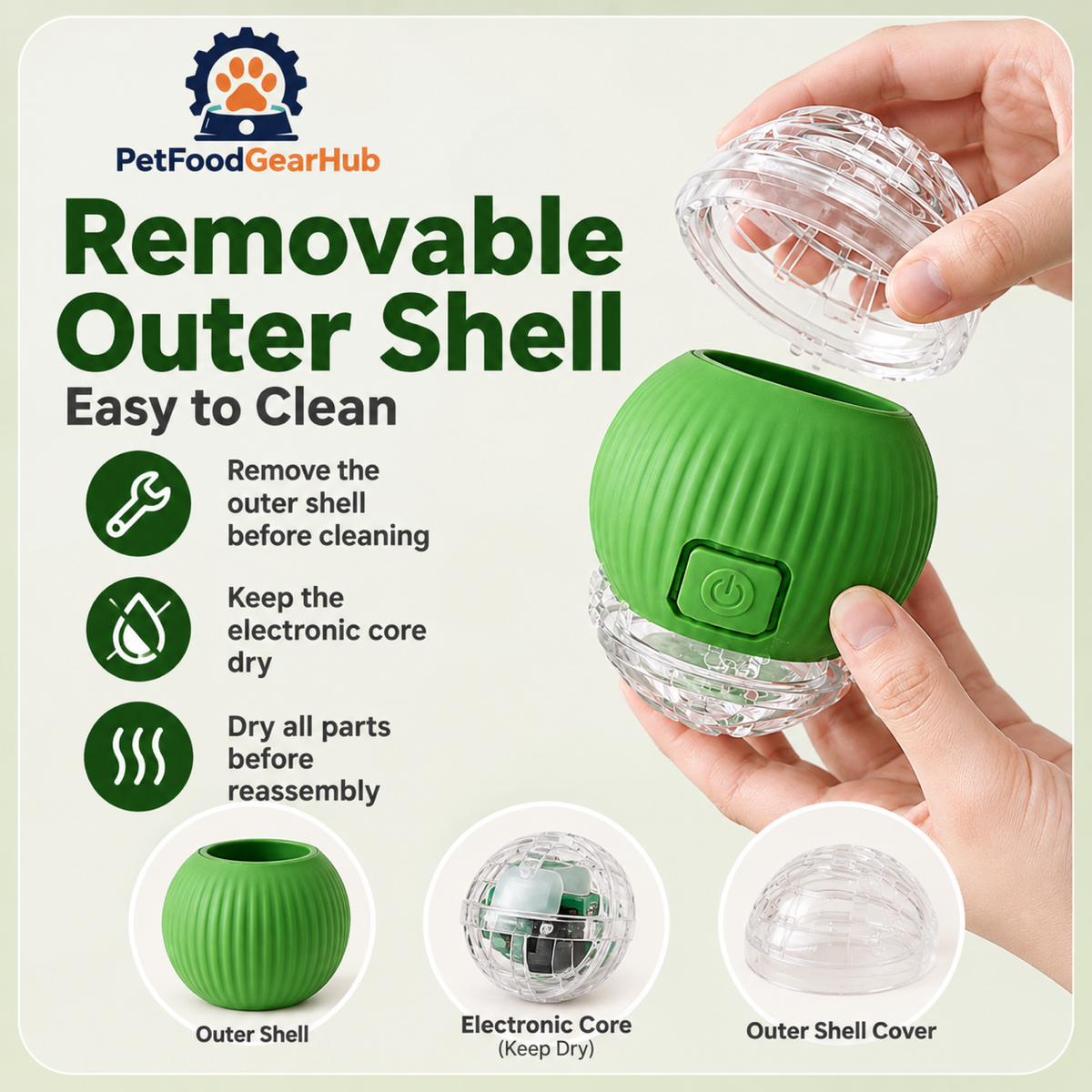 PetFoodGearHub Interactive Cat Ball 2.0 with Green Rope - product details