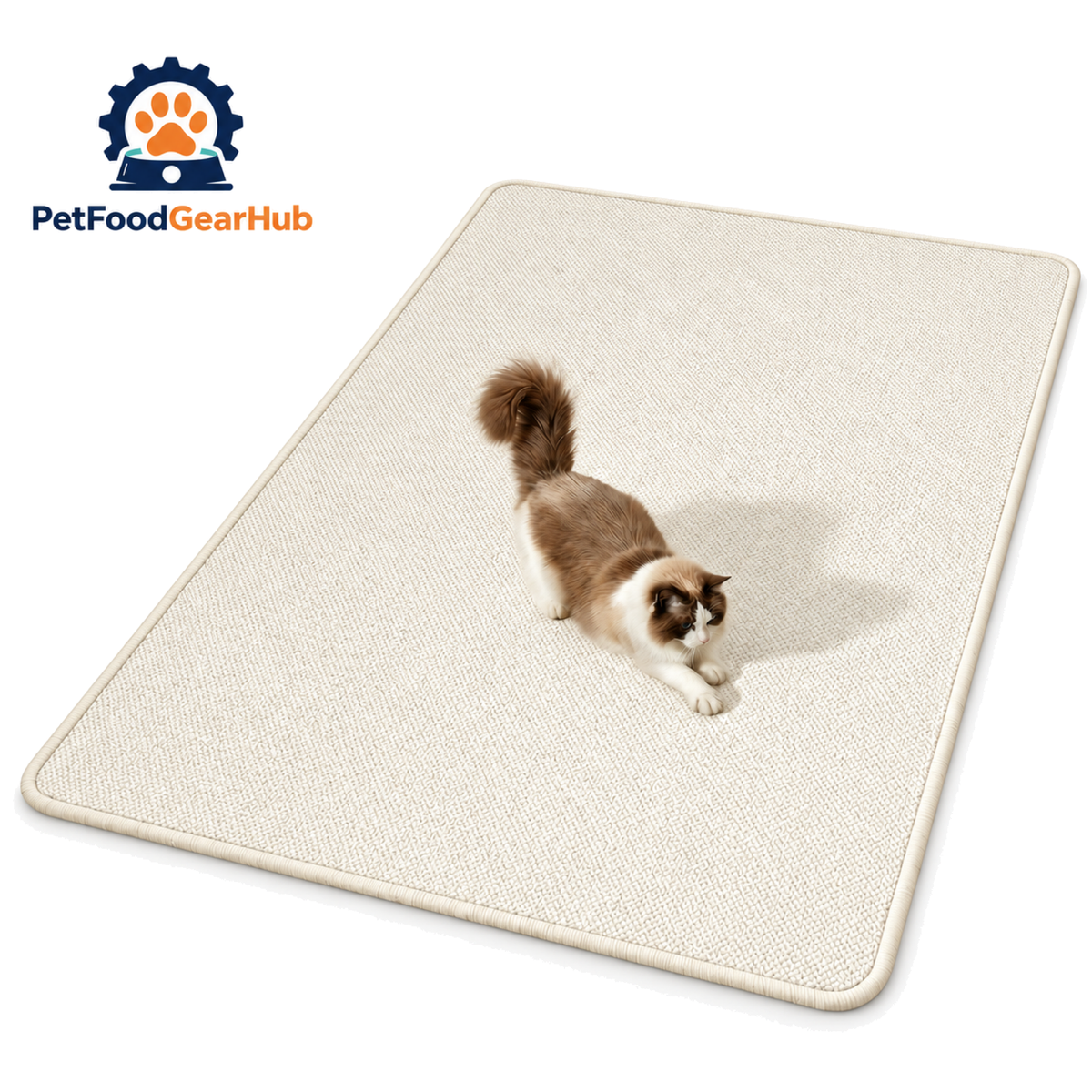 PetFoodGearHub ivory sisal-look cat scratching mat