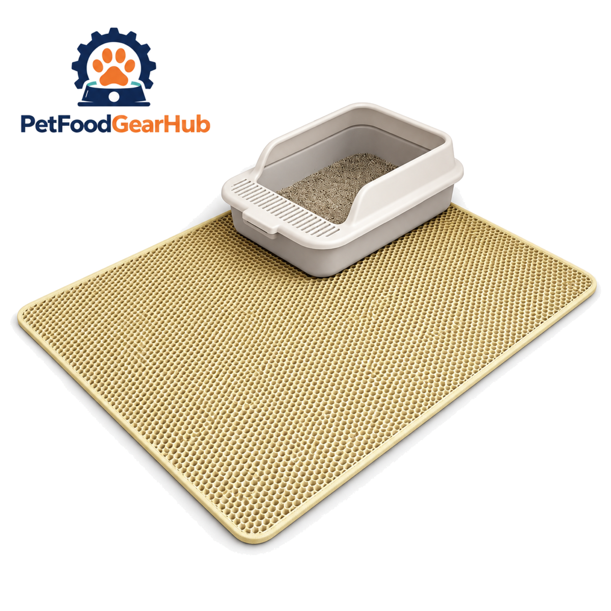 PetFoodGearHub khaki honeycomb cat litter mat