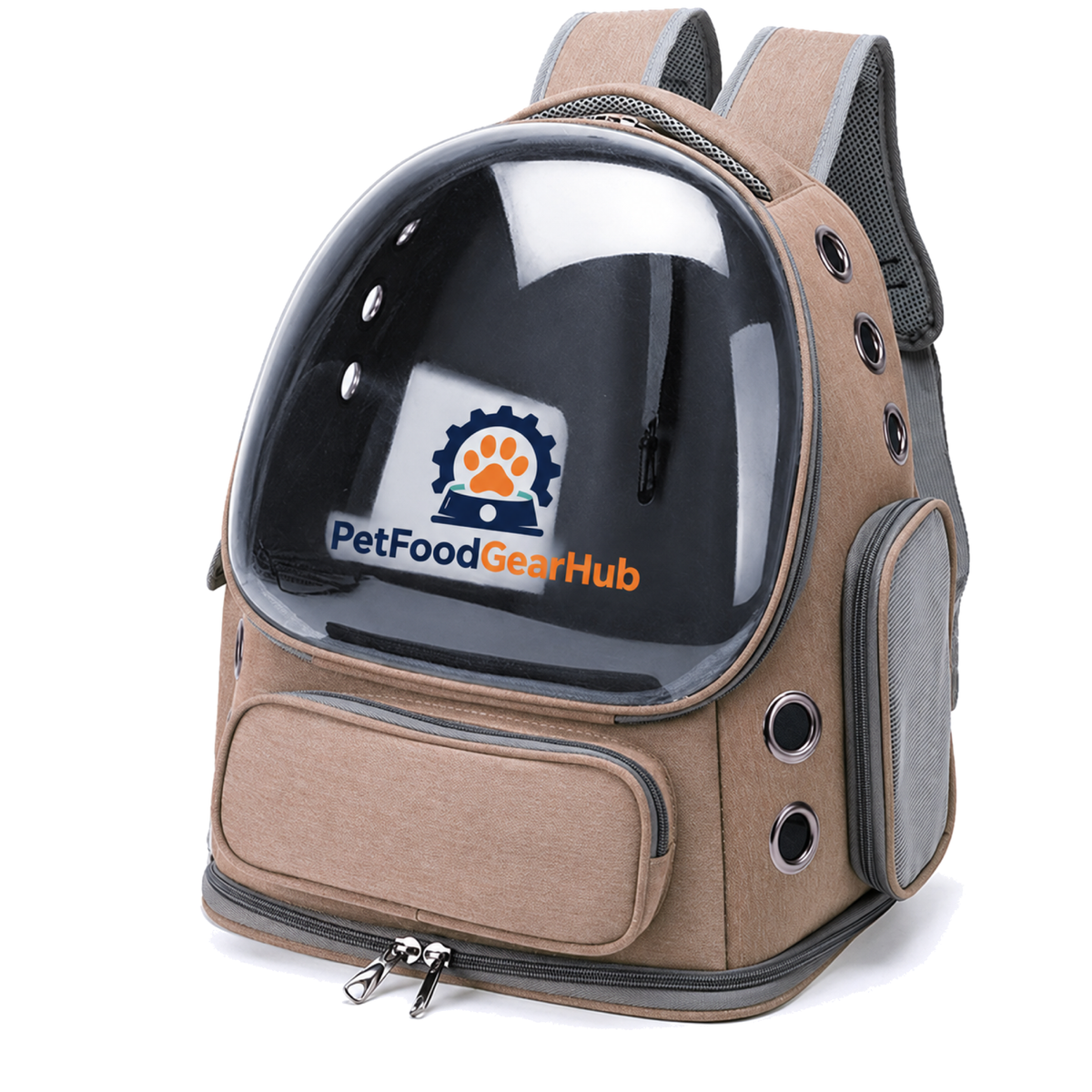 PetFoodGearHub khaki pet carrier backpack