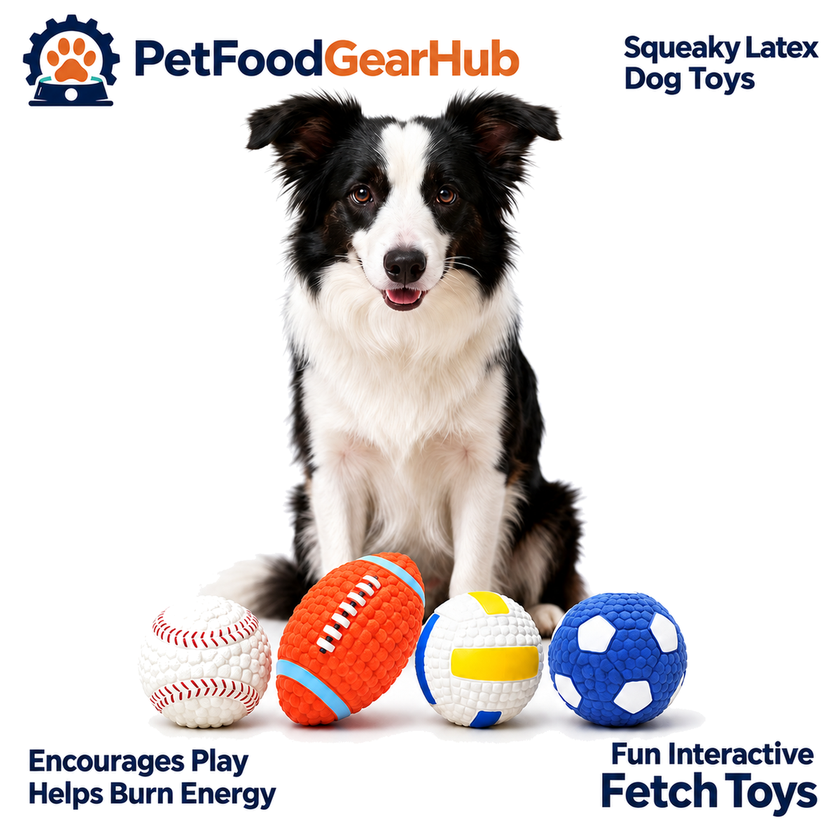PetFoodGearHub large four-piece squeaky sports ball set for dogs