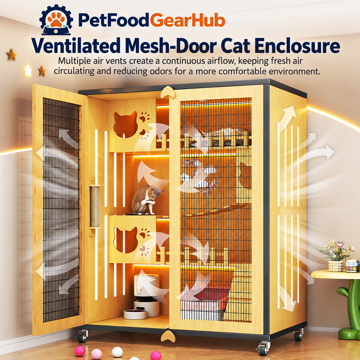 PetFoodGearHub Cat enclosure ventilation details