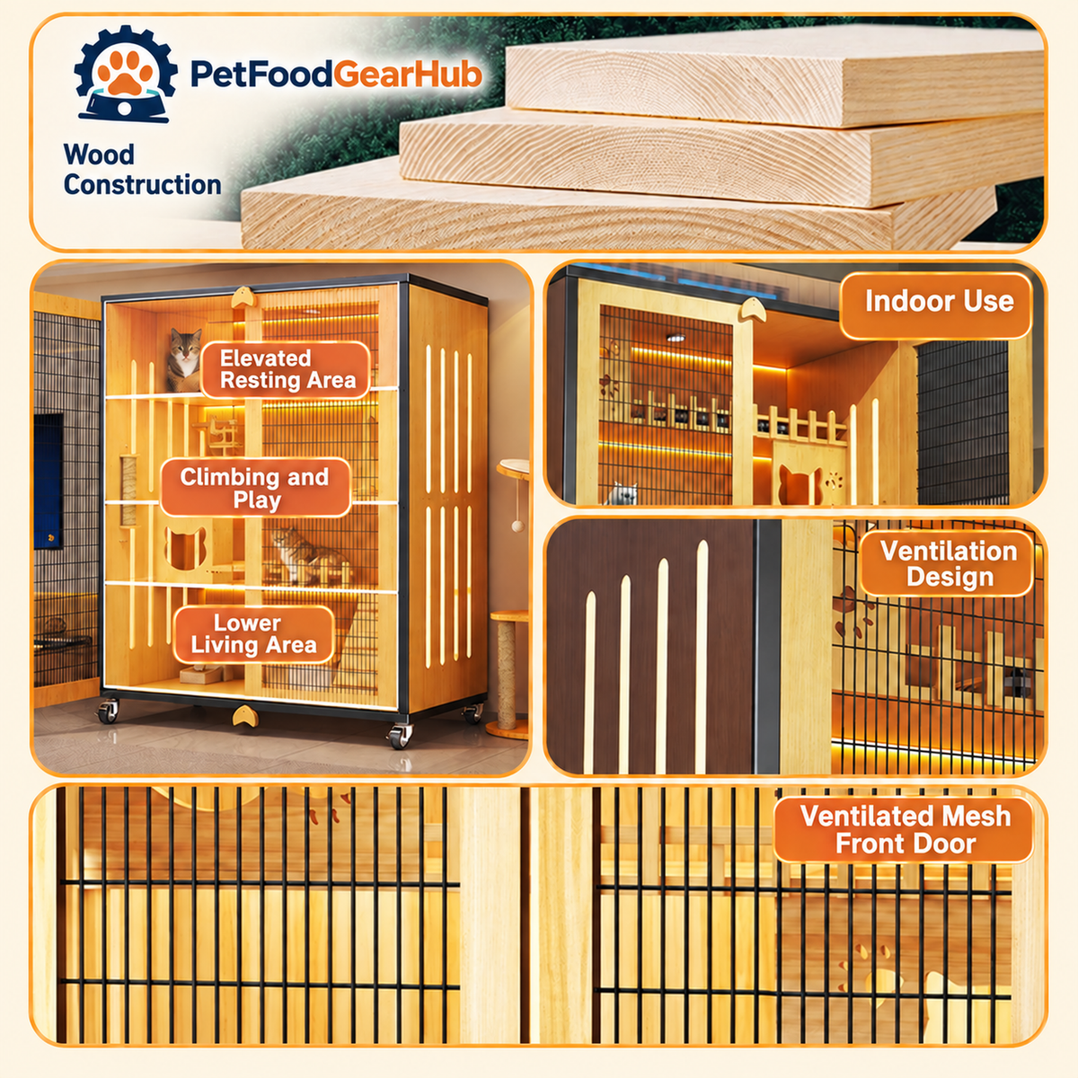 PetFoodGearHub Cat enclosure interior zones