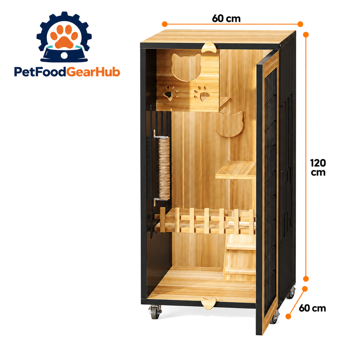 PetFoodGearHub Mesh-Door Cat Enclosure,  Black - product view