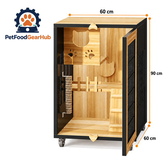 PetFoodGearHub Mesh-Door Cat Enclosure,  Black - product view