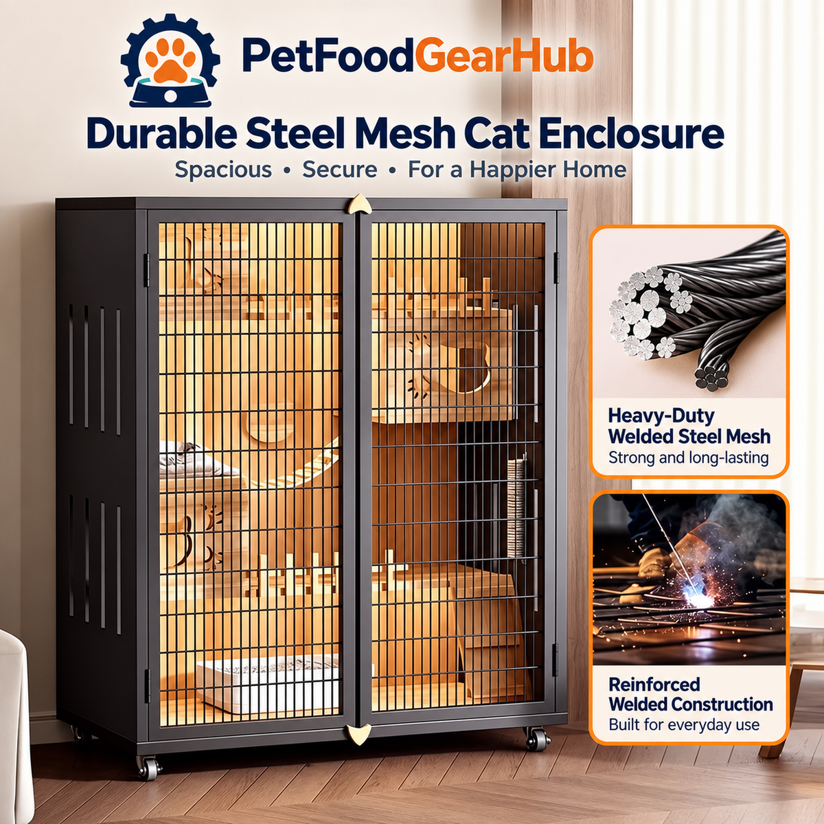 PetFoodGearHub Cat enclosure steel mesh