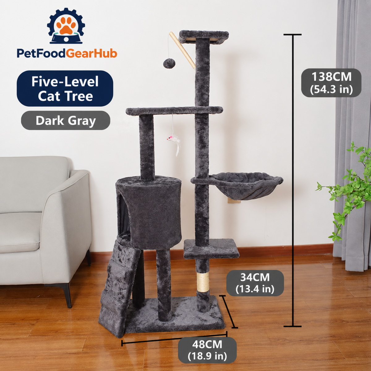 PetFoodGearHub Multi-Level Cat Tree with Condo and Scratching Posts - product details