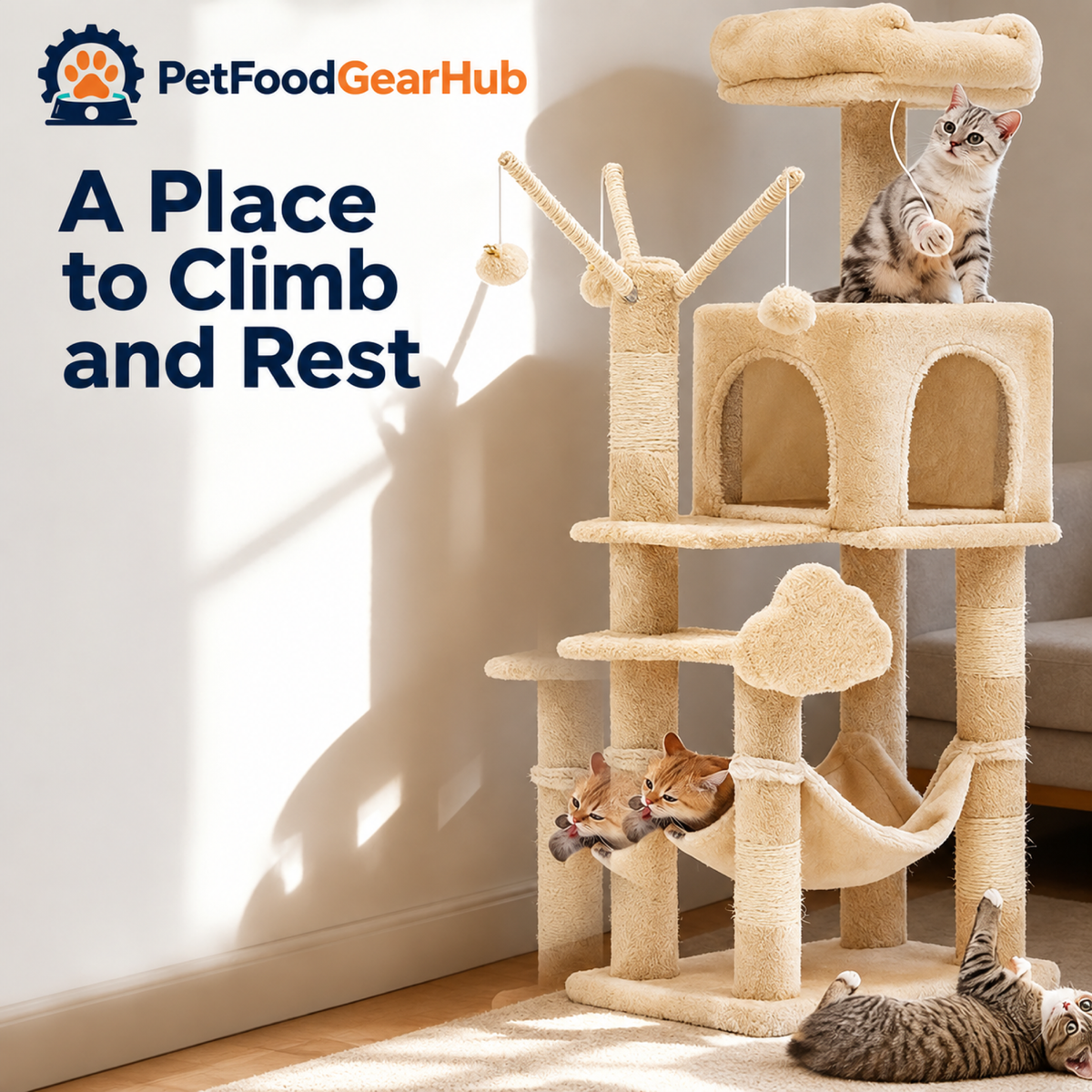 PetFoodGearHub Multi-Level Cat Tree with Condo and Scratching Posts - product details