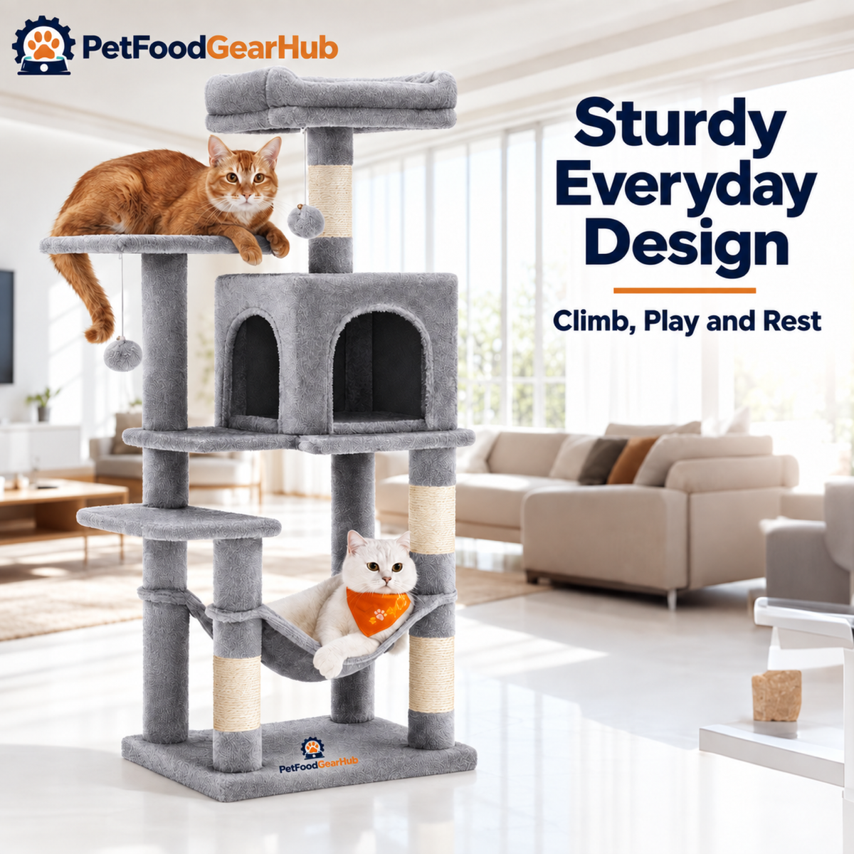 PetFoodGearHub Multi-Level Cat Tree with Condo and Scratching Posts - product details