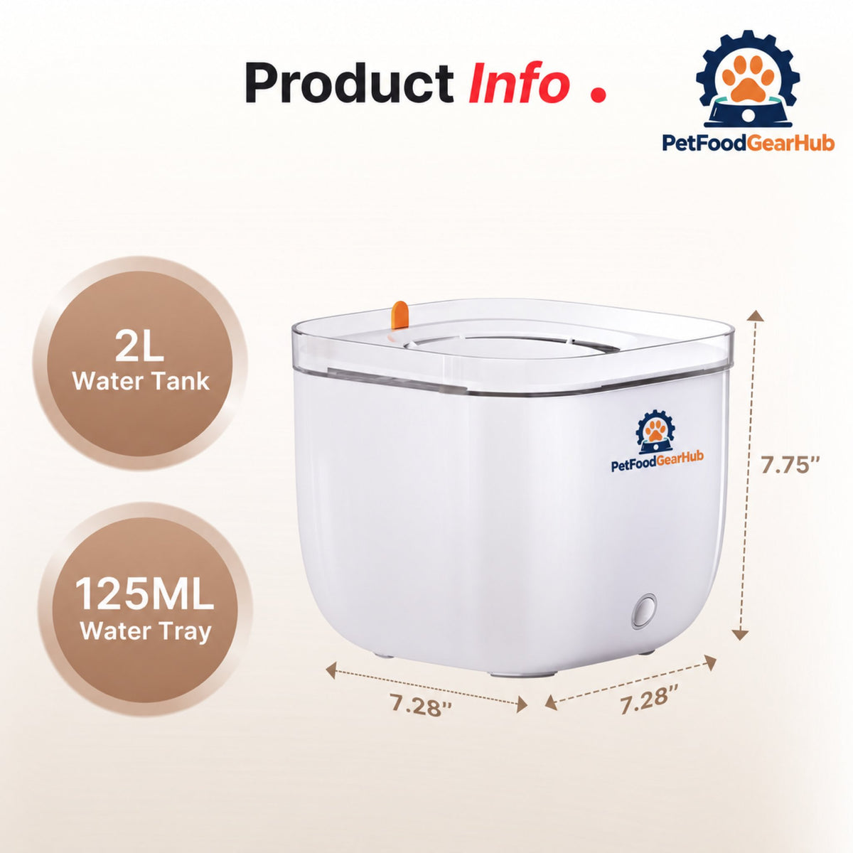 PetFoodGearHub F2 V2 Dog Fountain & Light Youth Cat Fountain Bundle - Product dimensions