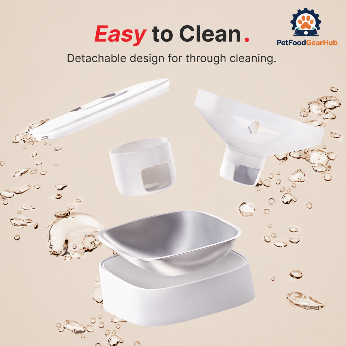 PetFoodGearHub M3 Smart Automatic Cat Feeder, 4.4 L - Detachable parts for cleaning