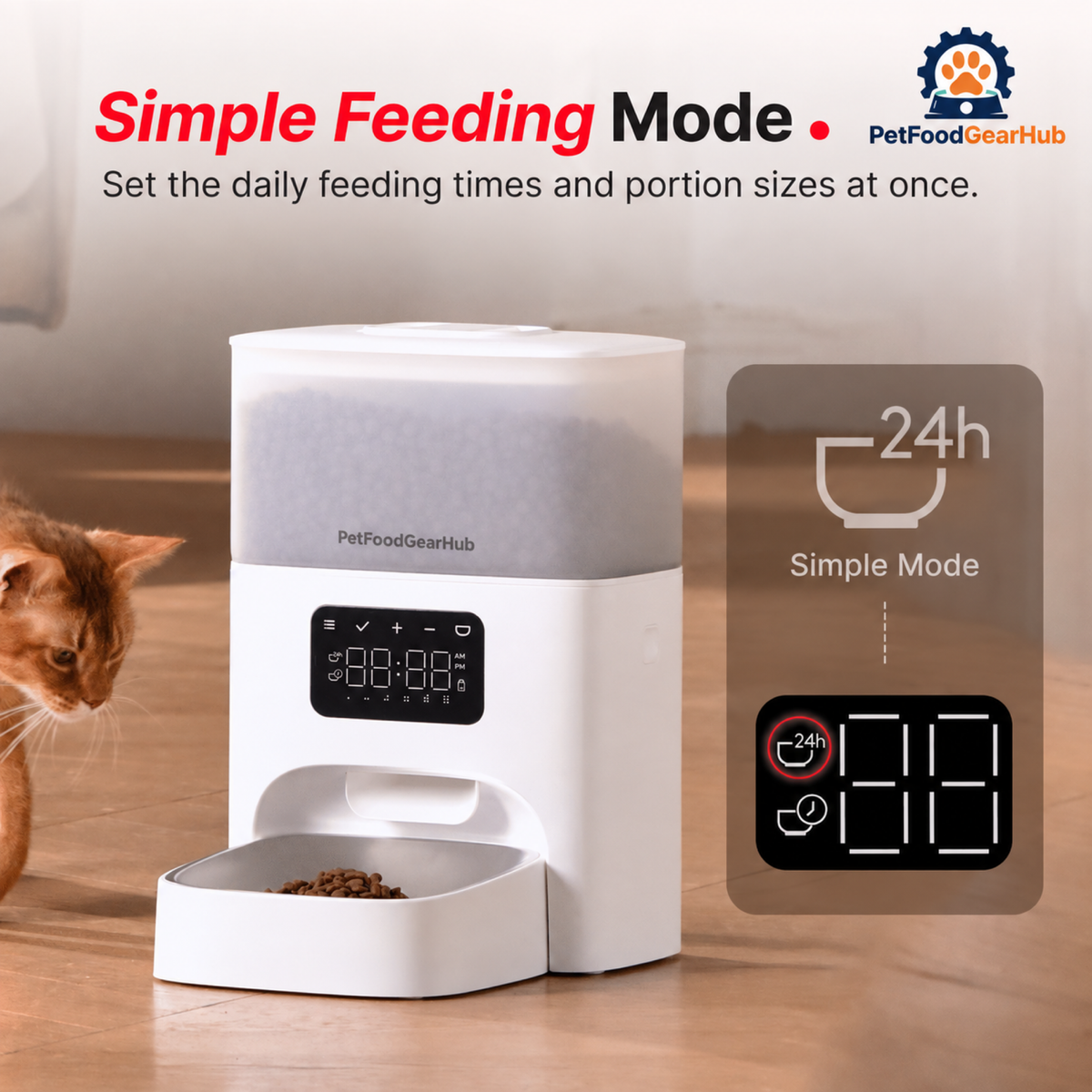 PetFoodGearHub M2 Programmable Automatic Cat Feeder, 4.4 L - Scheduled feeding controls