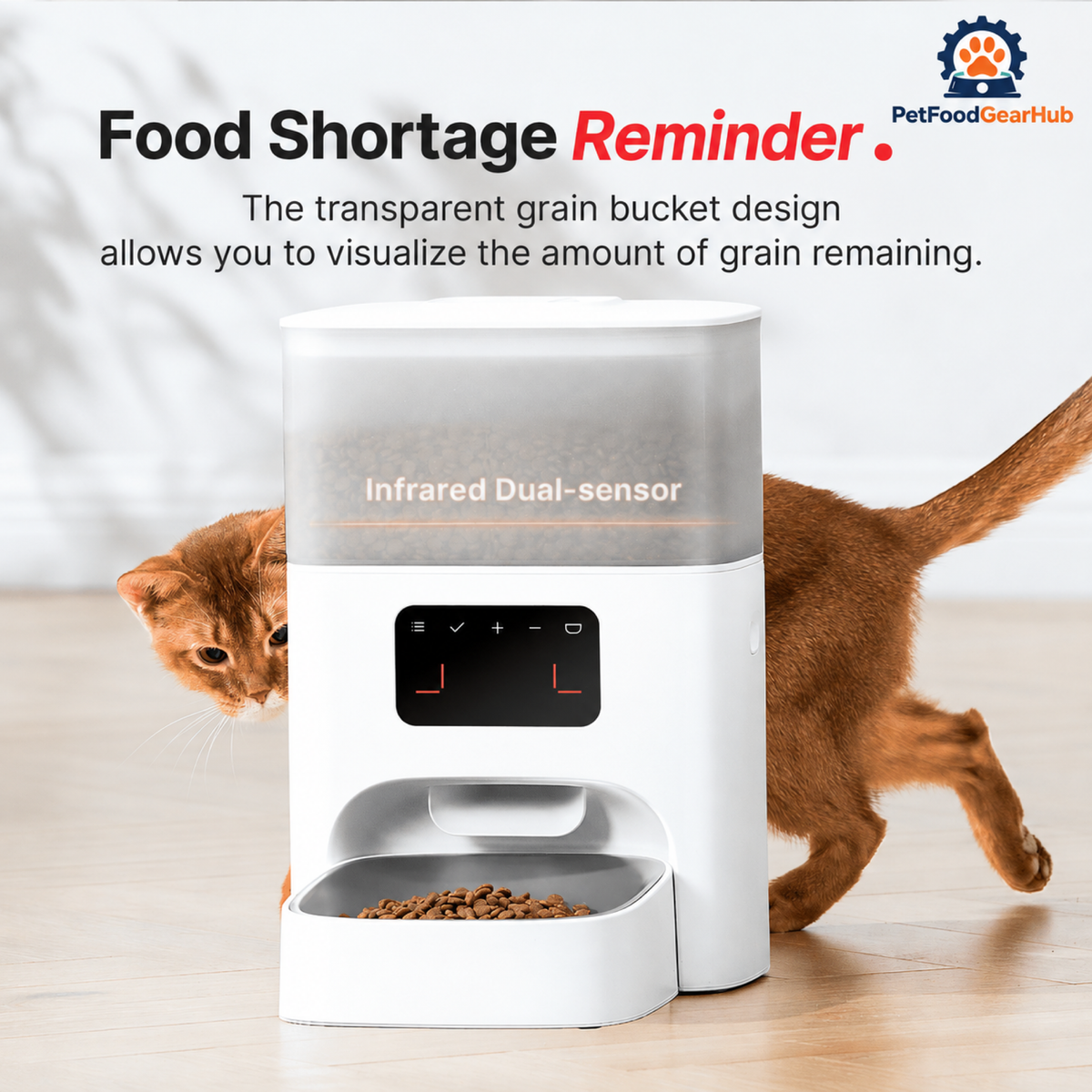 PetFoodGearHub M2 Programmable Automatic Cat Feeder, 4.4 L - Food-level indicator