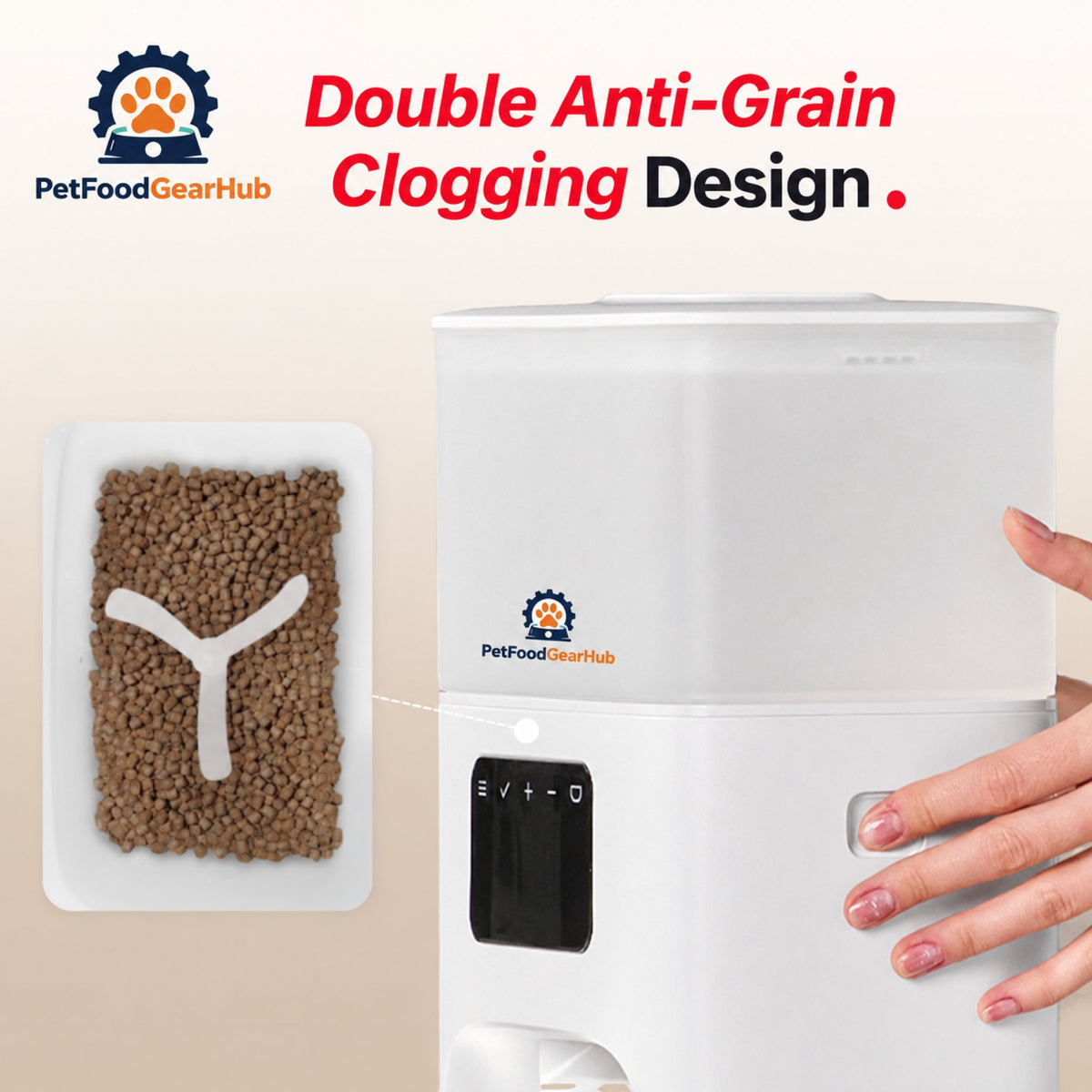 PetFoodGearHub M2 Programmable Automatic Cat Feeder, 4.4 L - Food outlet design