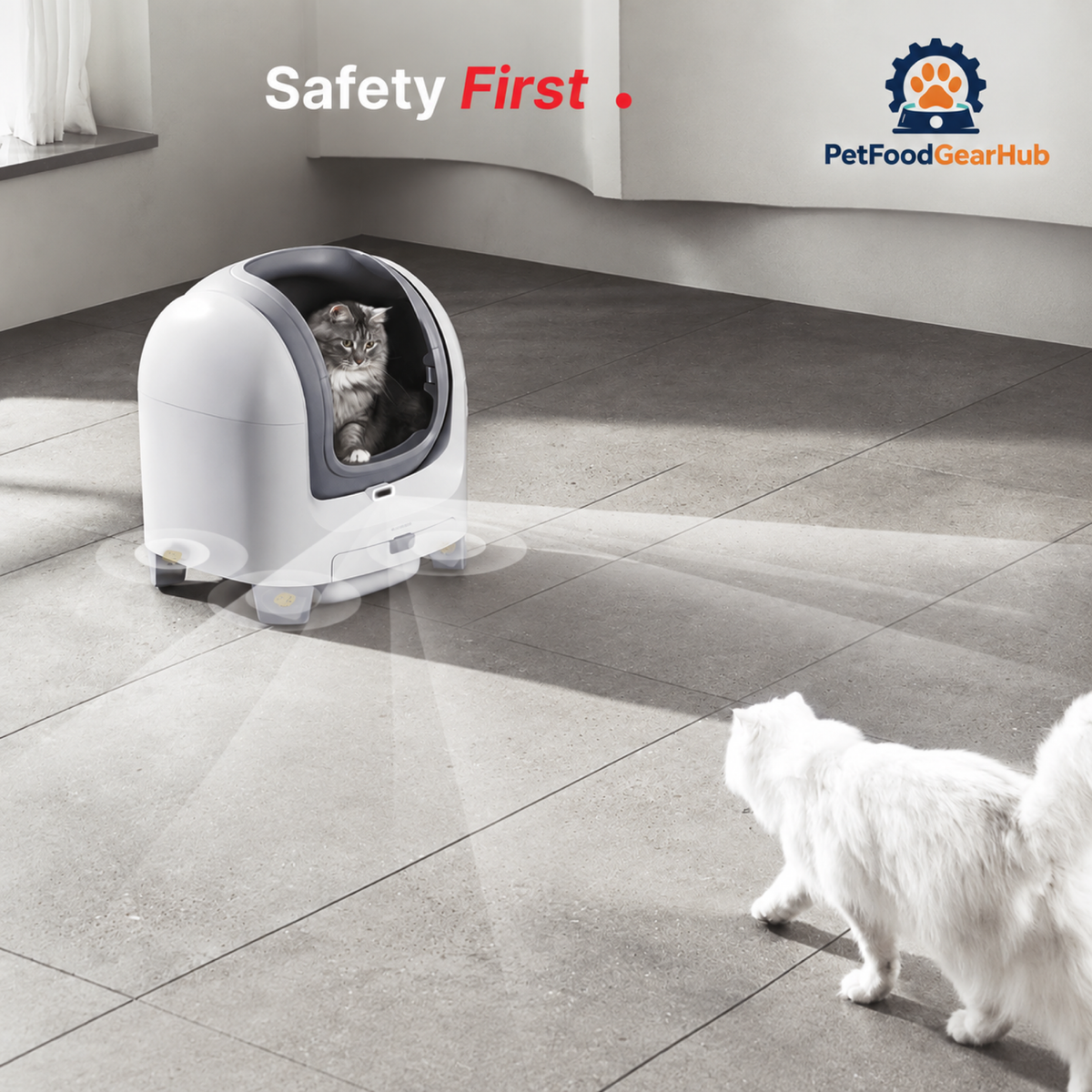 PetFoodGearHub C1 Open-Top Self-Cleaning Cat Litter Box - Proximity sensor