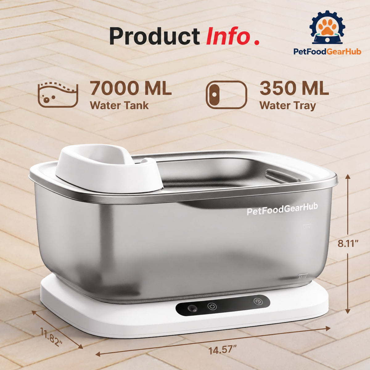 PetFoodGearHub F2 V2 Cordless Dog Fountain & Mini Cat Fountain Bundle - Capacity and dimensions