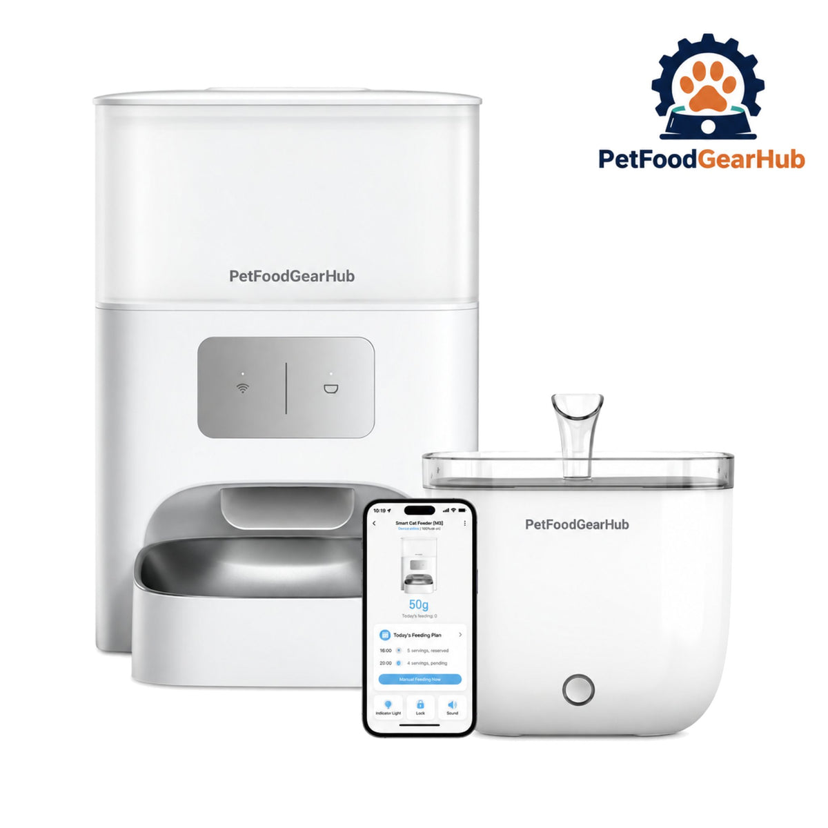 PetFoodGearHub M3 Smart Feeder & Light Youth Cat Fountain Bundle - Feeder and fountain bundle