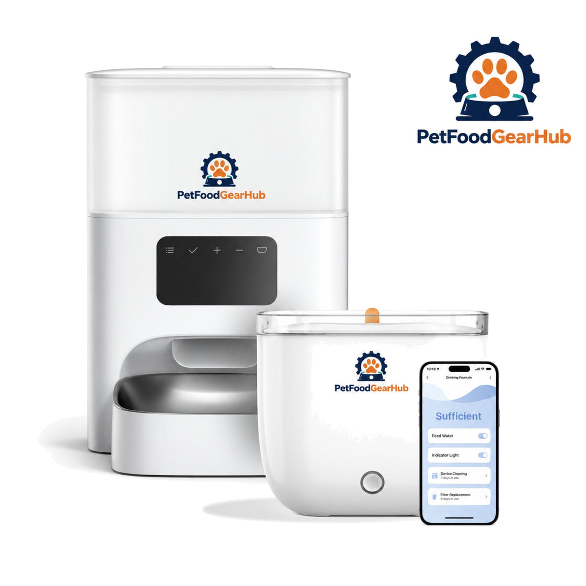 PetFoodGearHub Light Smart Cat Fountain & M2 Feeder Bundle - Feeder and fountain bundle