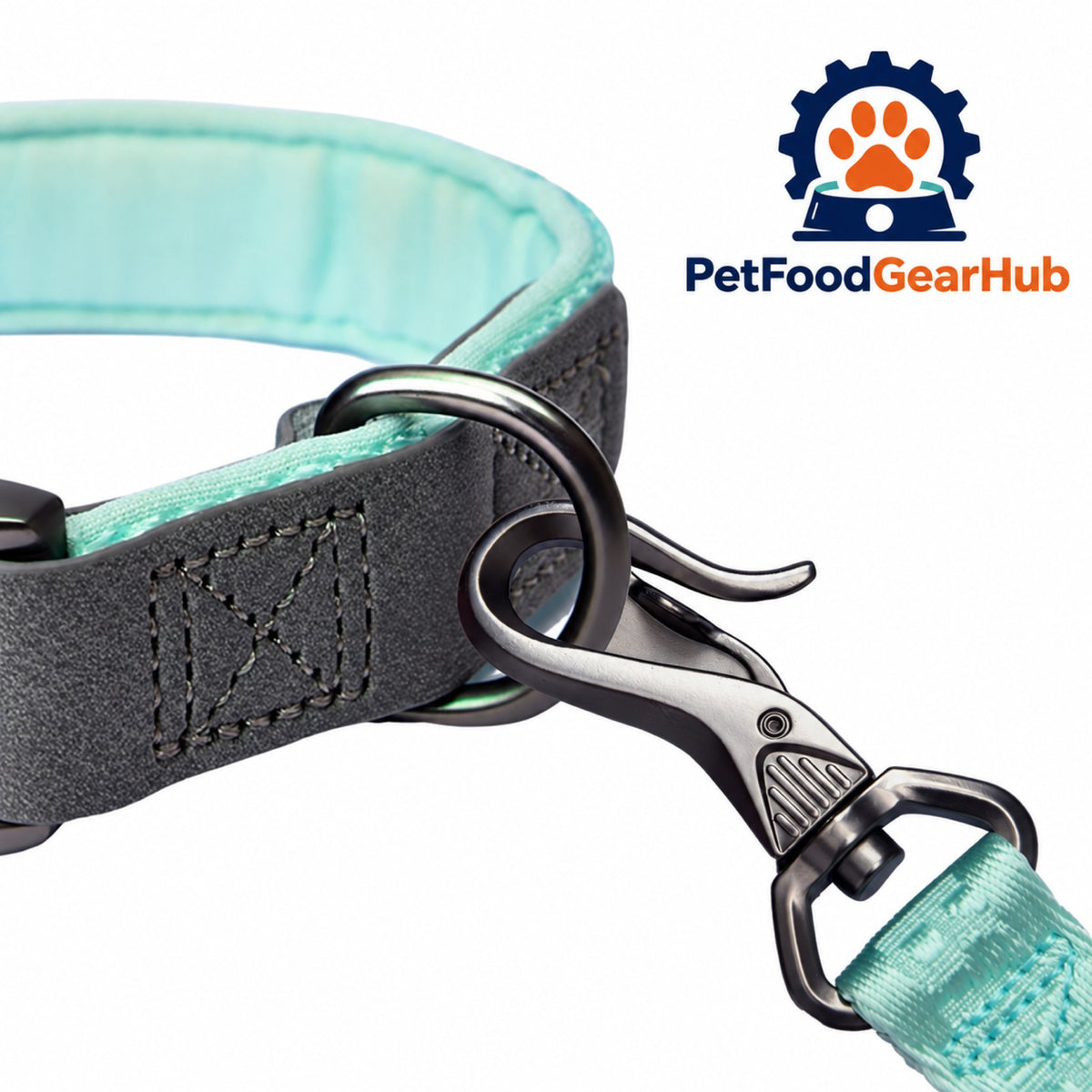 PetFoodGearHub Embroidered Jacquard Dog Collar and Leash Set - Collar and leash clips