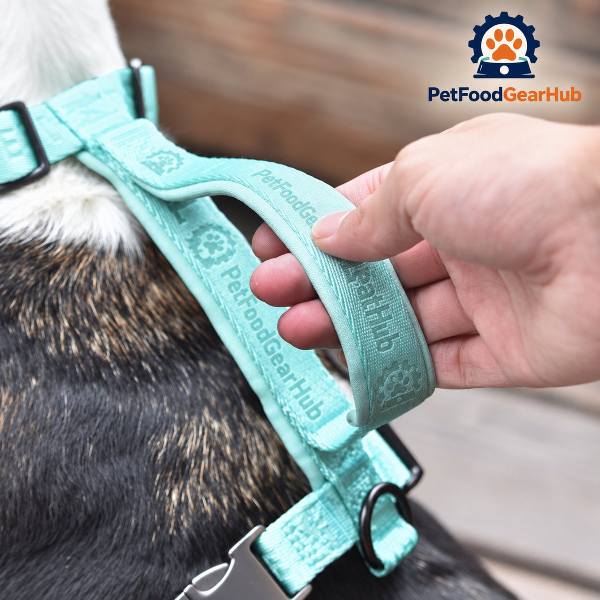 PetFoodGearHub Embroidered Jacquard Adjustable Dog Harness - Harness control handle