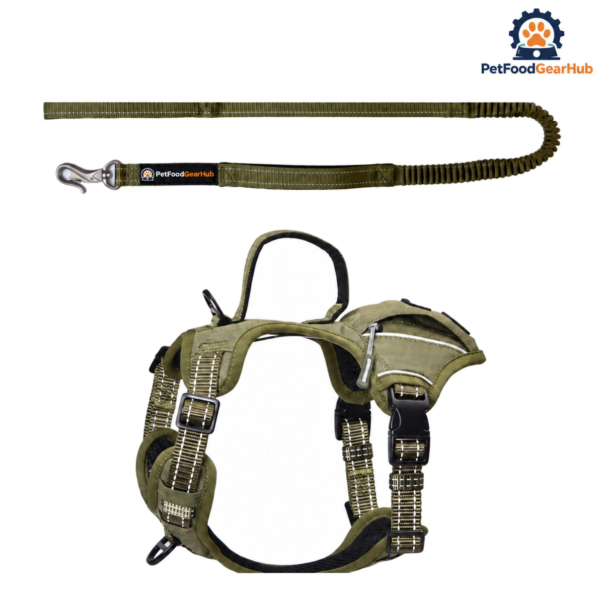 PetFoodGearHub Tactical Dog Harness and Leash Set with Waste Bag Holder - Tactical harness and leash set