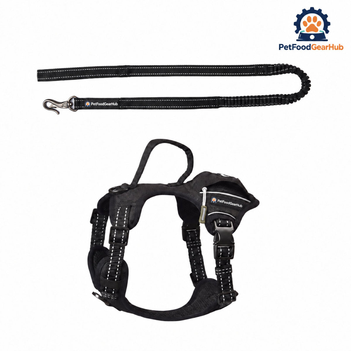 PetFoodGearHub Tactical Dog Harness and Leash Set with Waste Bag Holder - Tactical harness and leash set
