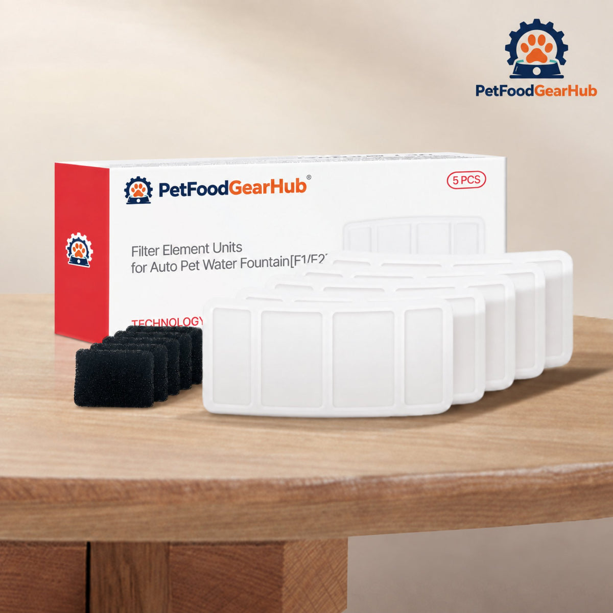 PetFoodGearHub F2 V2 Water Fountain Replacement Filters, 5-Pack - Filter package contents