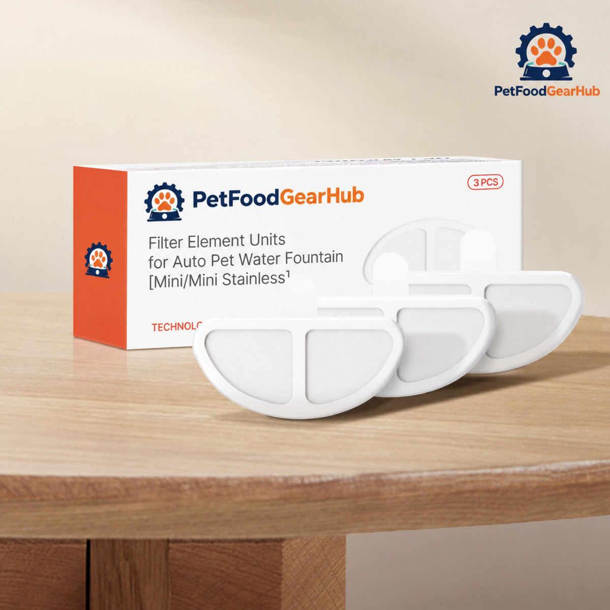 PetFoodGearHub Mini Cat Water Fountain Filters, 3-Pack - Filter package contents