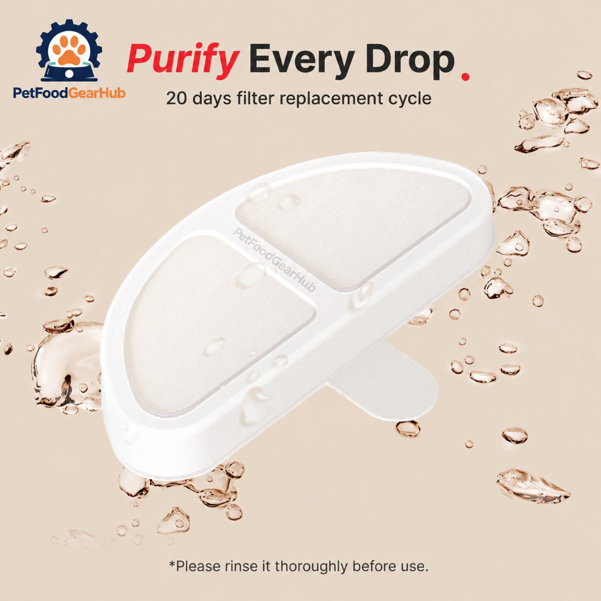 PetFoodGearHub Mini Cat Water Fountain Filters, 3-Pack - Filter replacement schedule