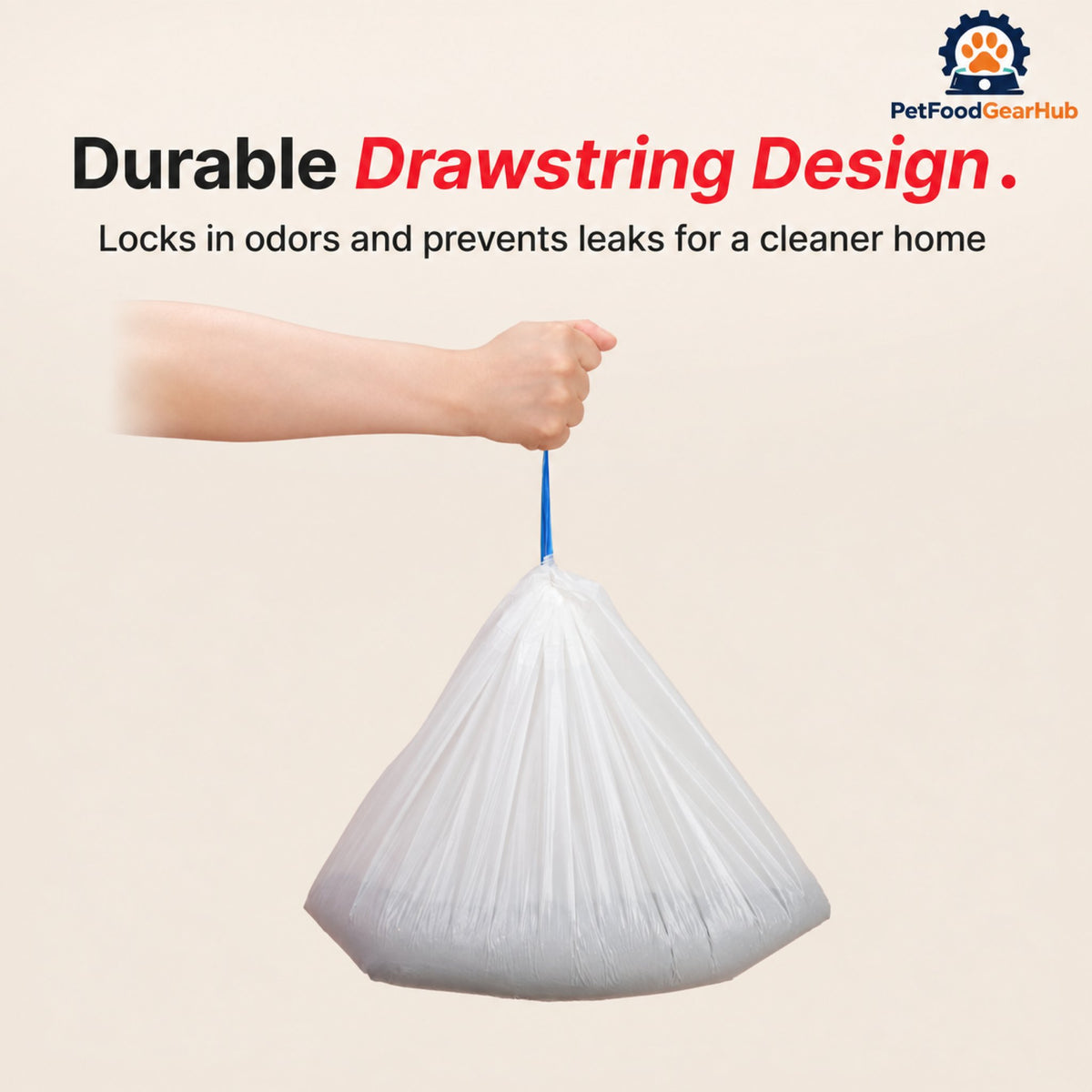 PetFoodGearHub C1 Litter Box Drawstring Waste Bags, 60 Count - Product detail view 3