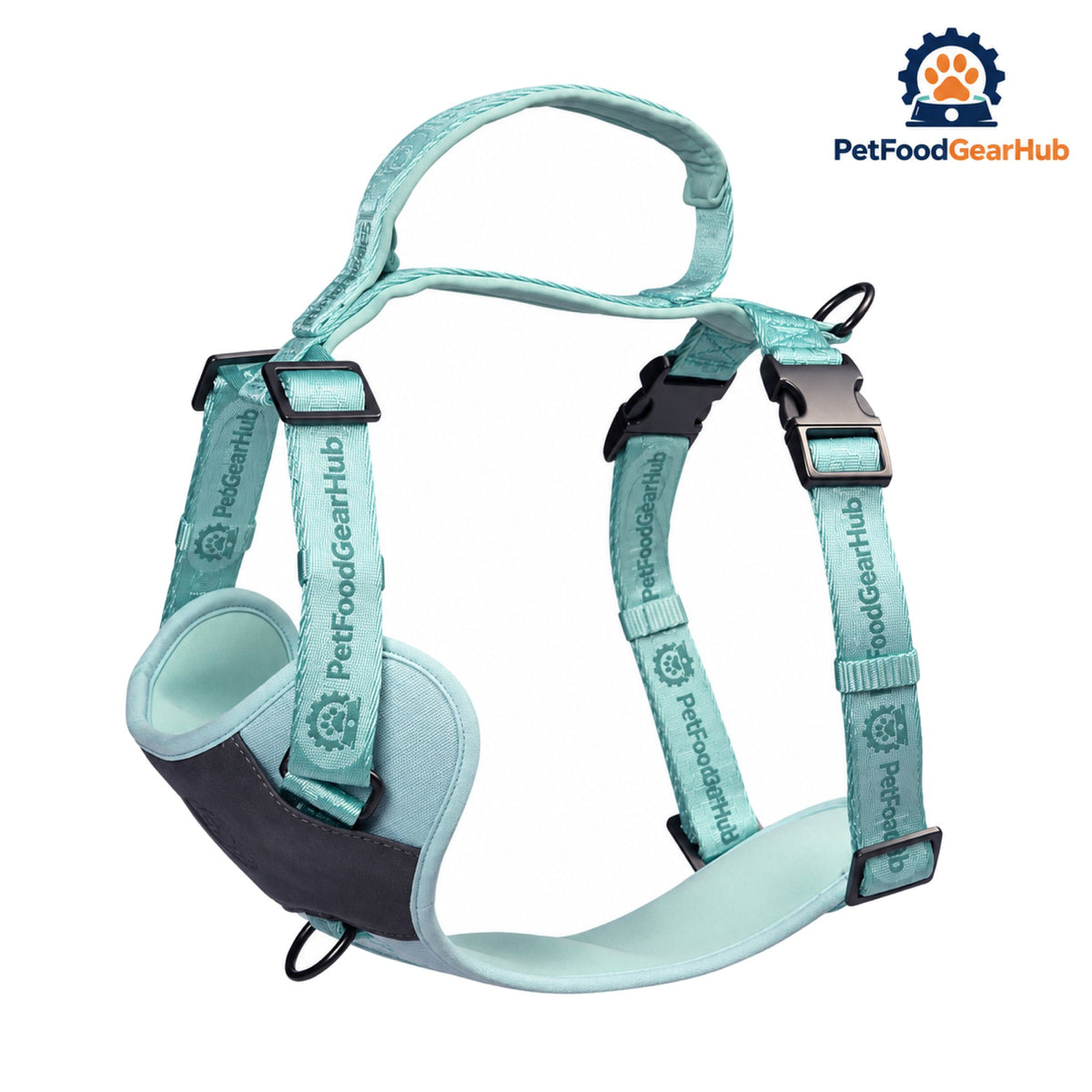 PetFoodGearHub Embroidered Jacquard Adjustable Dog Harness - Mint green harness