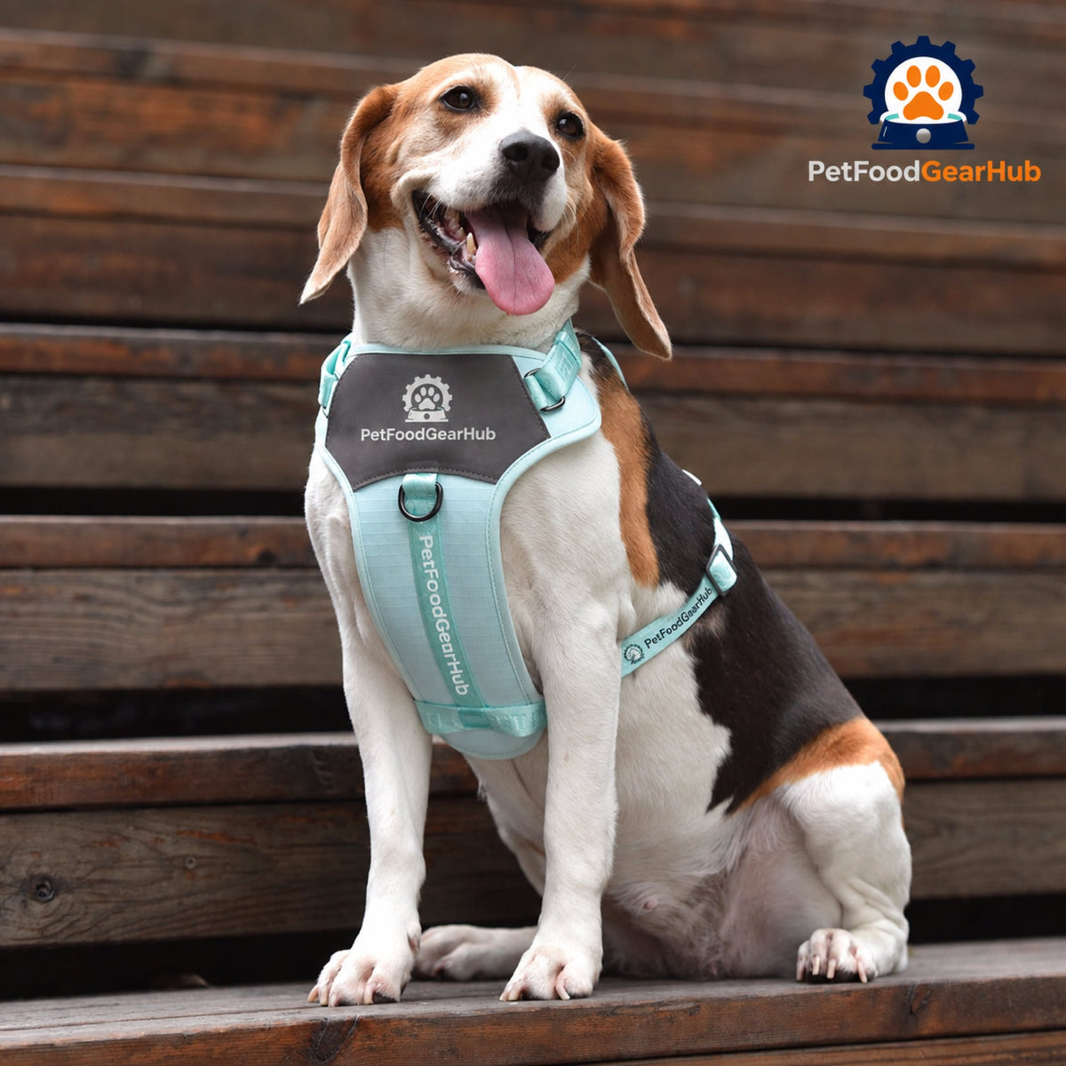 PetFoodGearHub Embroidered Jacquard Adjustable Dog Harness - Dog wearing the harness