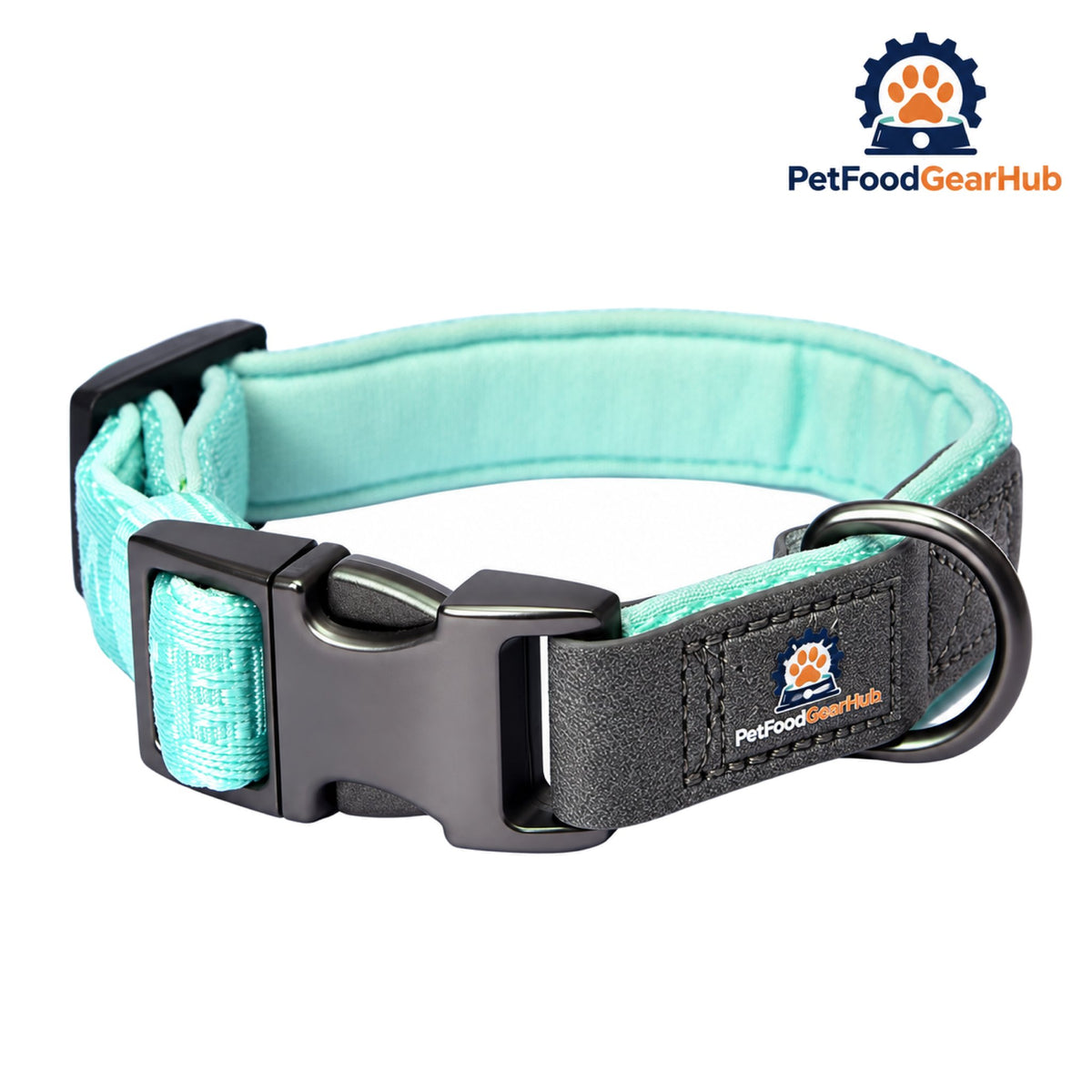 PetFoodGearHub Embroidered Jacquard Adjustable Dog Collar - Mint green collar