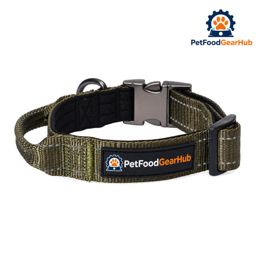 PetFoodGearHub Tactical Dog Collar with Control Handle - Army green collar