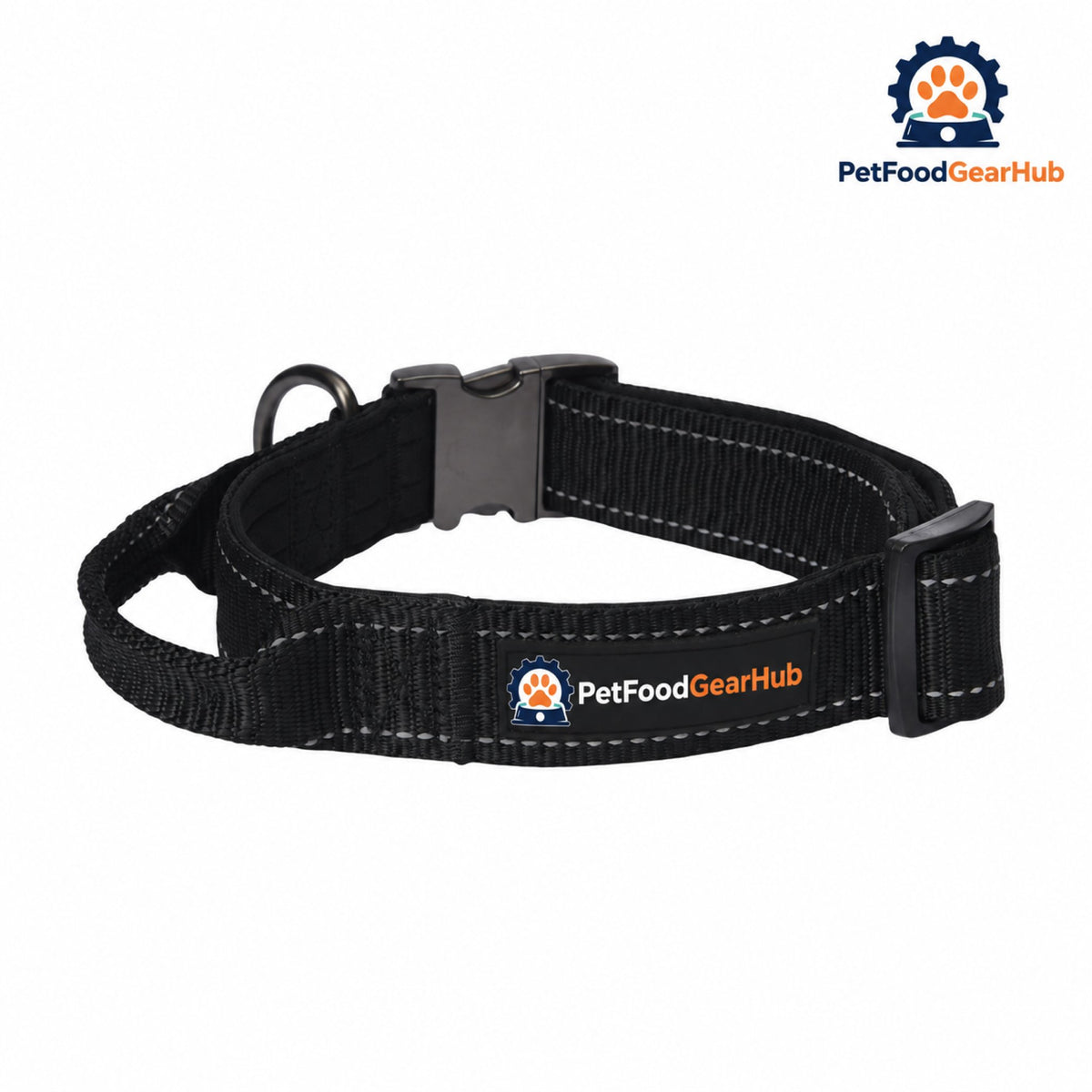 PetFoodGearHub Tactical Dog Collar with Control Handle - Black collar