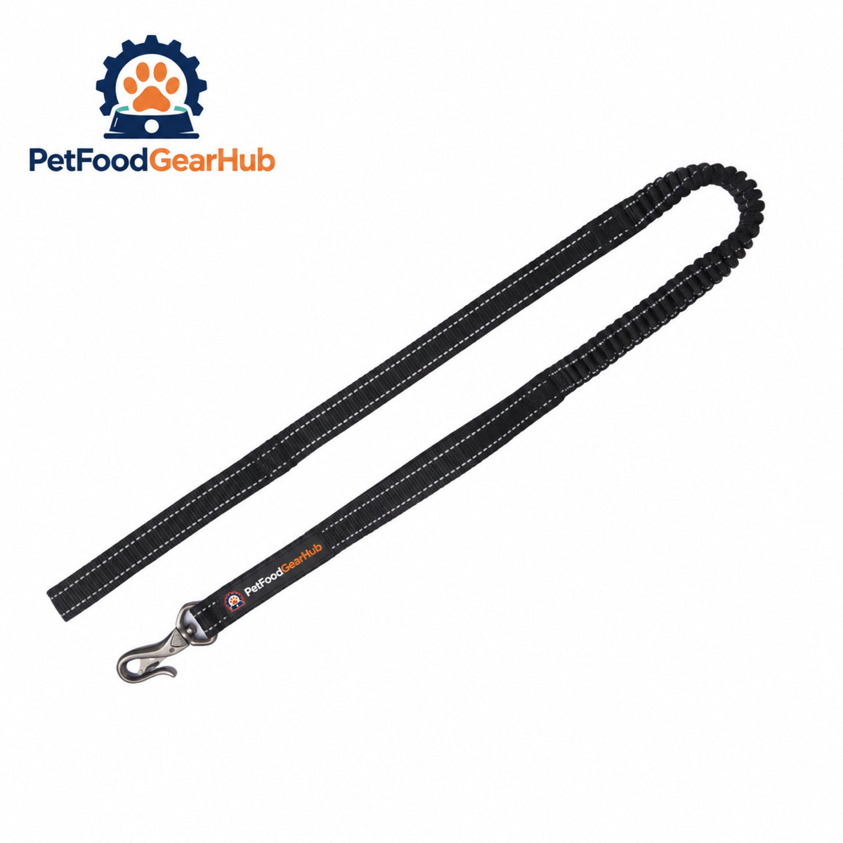PetFoodGearHub Shock-Absorbing Dog Leash with Two Handles - Black leash