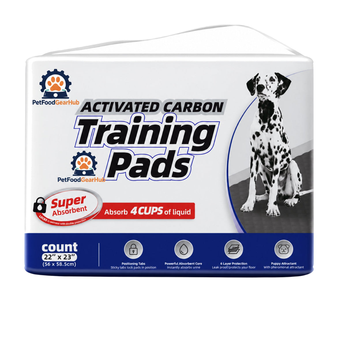 PetFoodGearHub Activated Carbon Puppy Training Pads - Training pad packaging