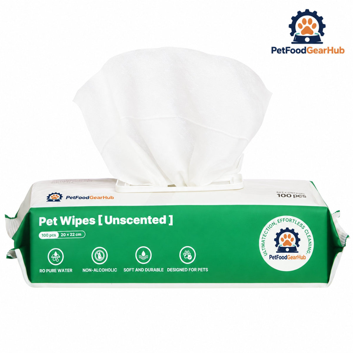 PetFoodGearHub Pet Grooming Wipes with Aloe Vera, 8 x 9 in - Single pack of wipes