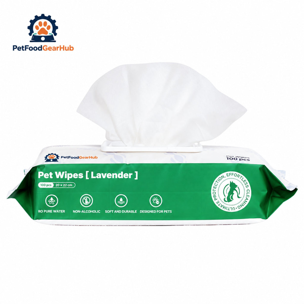 PetFoodGearHub Pet Grooming Wipes with Aloe Vera, 8 x 9 in - Single pack of lavender wipes