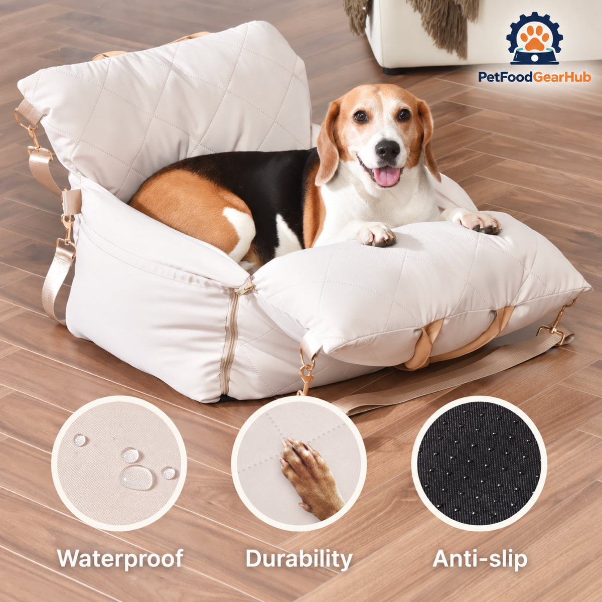 PetFoodGearHub Dog Booster Car Seat with Removable Cushion - Fabric surface