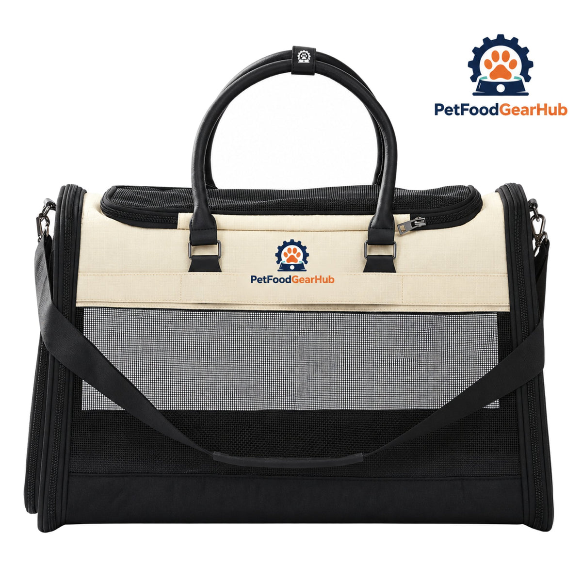 PetFoodGearHub Soft-Sided Cat Carrier with Mesh Panels - Carrier front view