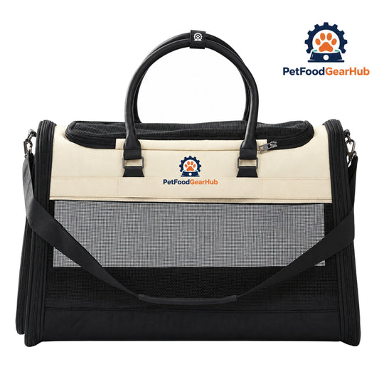 PetFoodGearHub Soft-Sided Cat Carrier with Mesh Panels - Carrier front view