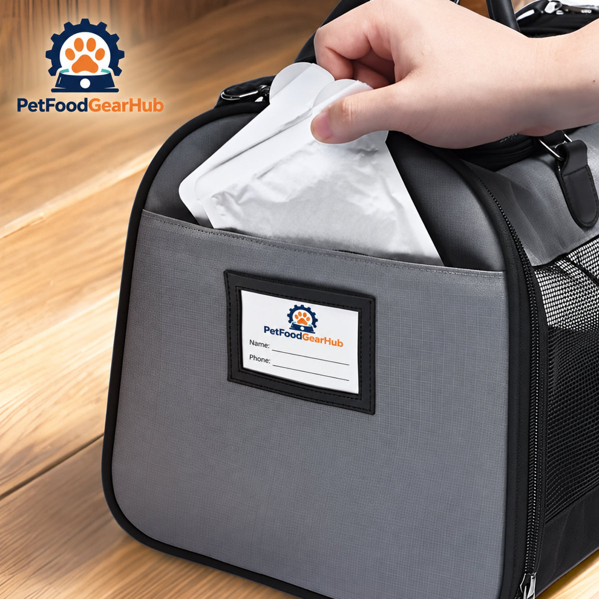 PetFoodGearHub Soft-Sided Cat Carrier with Mesh Panels - Side storage pocket